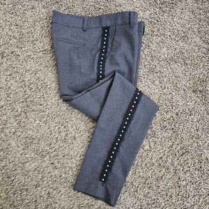 P.A.R.O.S.H pants wool blend elegant trousers studded details Sz M grey PAROSH